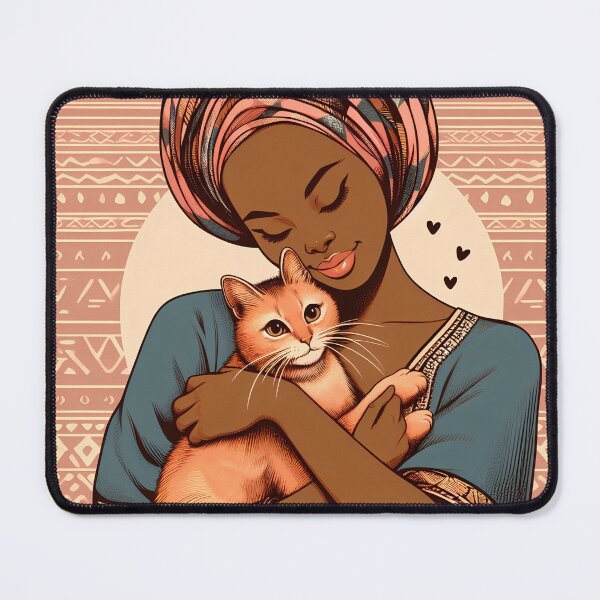Item preview, Woman hugs cat lovingly, Cat Lover designed and sold by ArtZone1987.