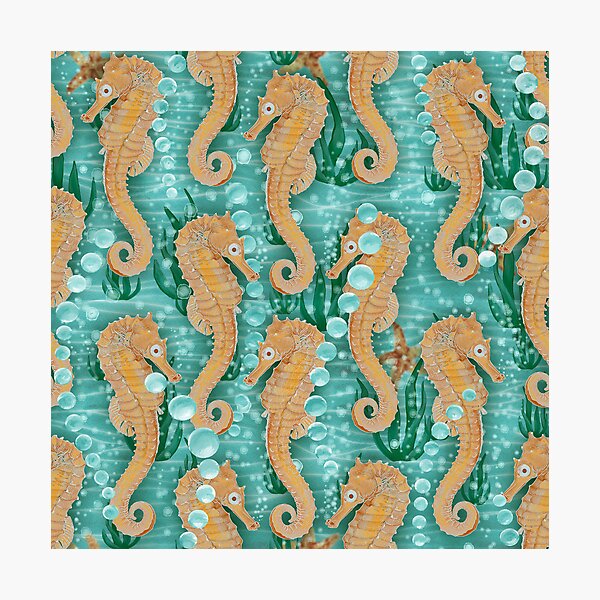 Item preview, Nautical Seahorses Underwater Repeating Pattern designed and sold by rhombusOnion.