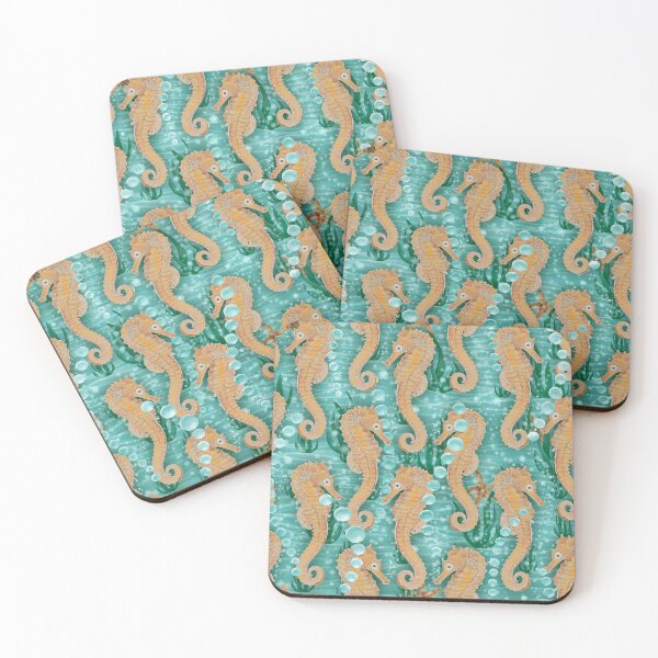 Item preview, Nautical Seahorses Underwater Repeating Pattern designed and sold by rhombusOnion.