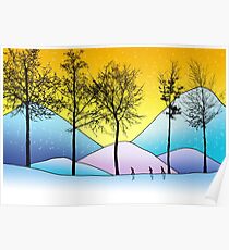 THREE WALKERS BETWEEN TREES Poster