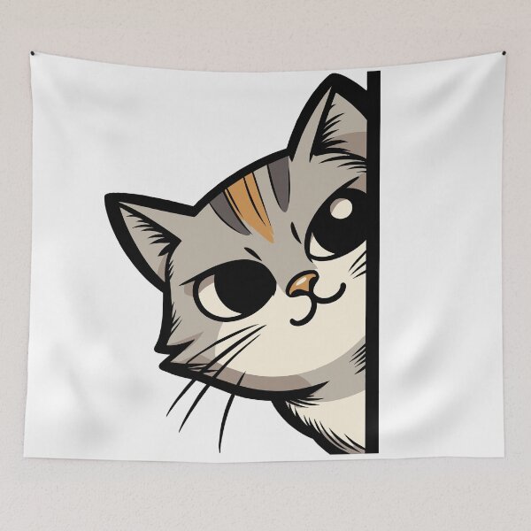 Item preview, Curious Whiskers: A Peekaboo Cat Illustration designed and sold by Designowner.