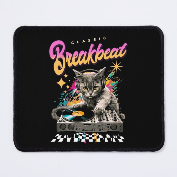 Item preview, BREAKBEAT - Cat Dj Checkered Floor designed and sold by Discothreadz.
