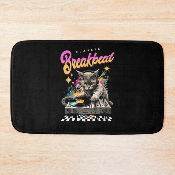 Item preview, BREAKBEAT  - Cat Dj Checkered Floor  designed and sold by Discothreadz.