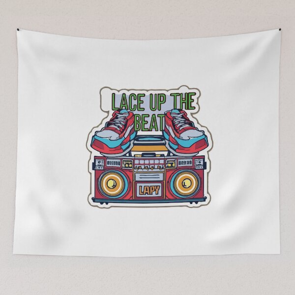 Item preview, Lace Up the Beat - Sneakers and Boombox Comic Style designed and sold by NiftyWrx.