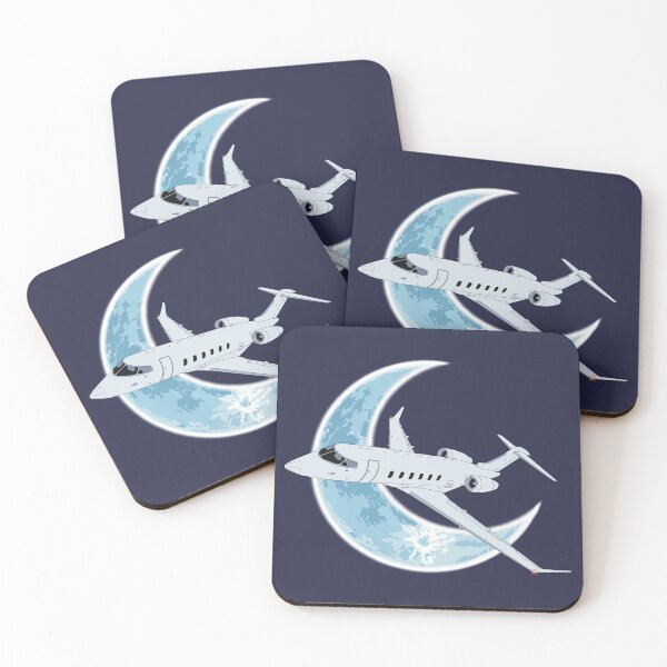 Item preview, Bombardier Challenger 350 Jet Crescent Moon Night Flight Design designed and sold by skye-studio.