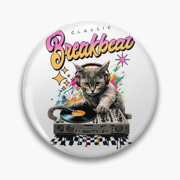 Item preview, BREAKBEAT  - Cat Dj Checker Floor (black)  designed and sold by Discothreadz.