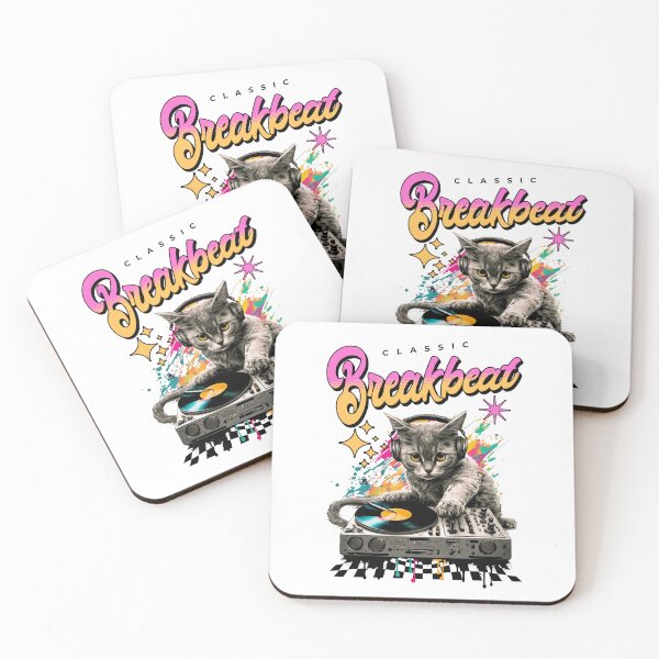 Item preview, BREAKBEAT  - Cat Dj Checker Floor (black)  designed and sold by Discothreadz.