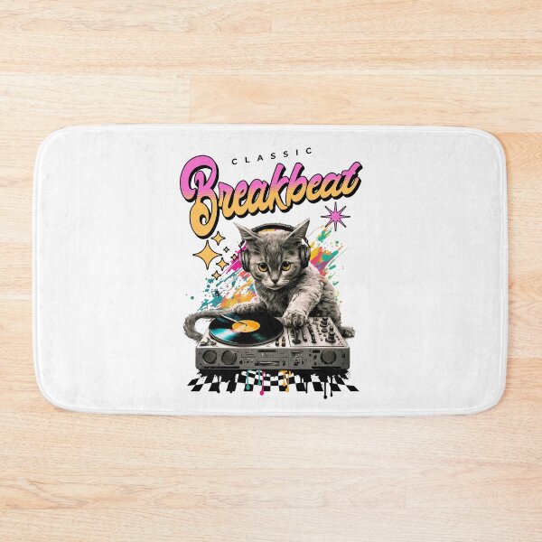 Item preview, BREAKBEAT  - Cat Dj Checker Floor (black)  designed and sold by Discothreadz.