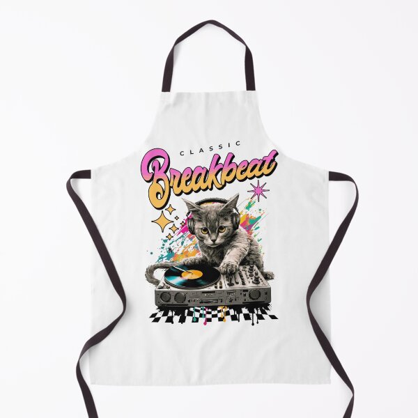 Item preview, BREAKBEAT - Cat Dj Checker Floor (black) designed and sold by Discothreadz.