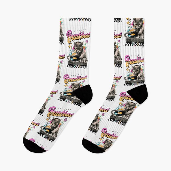 Item preview, BREAKBEAT  - Cat Dj Checker Floor (black)  designed and sold by Discothreadz.