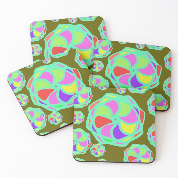 Item preview, Colorful Circles on Olive Green Background Repeating Pattern designed and sold by Victoria Rose.