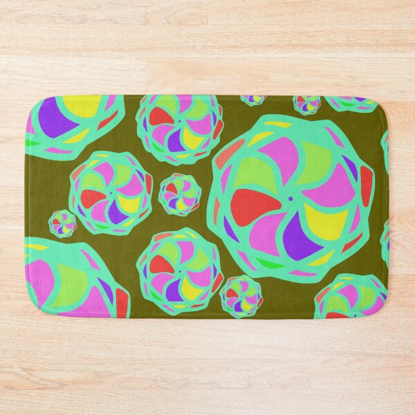 Item preview, Colorful Circles on Olive Green Background Repeating Pattern designed and sold by Victoria Rose.