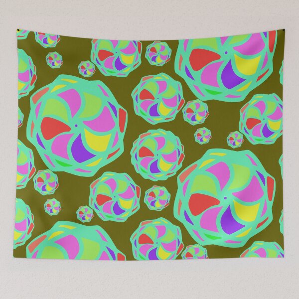 Item preview, Colorful Circles on Olive Green Background Repeating Pattern designed and sold by Victoria Rose.
