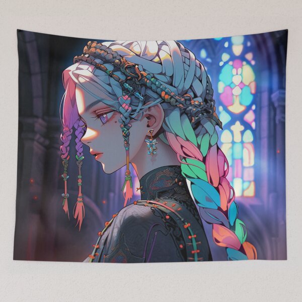 Item preview, Ethereal Illuminated Avant-Garde Stained Glass Anime Girl designed and sold by bubblegoth.