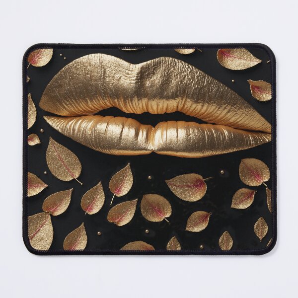 Item preview, Lips and gold leaves for stylish women designed and sold by Carlos Gudino.