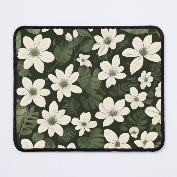 Item preview, Green and White Botanical Wallpaper: Leaves and Flowers Close-Up designed and sold by MrKATORSKI.
