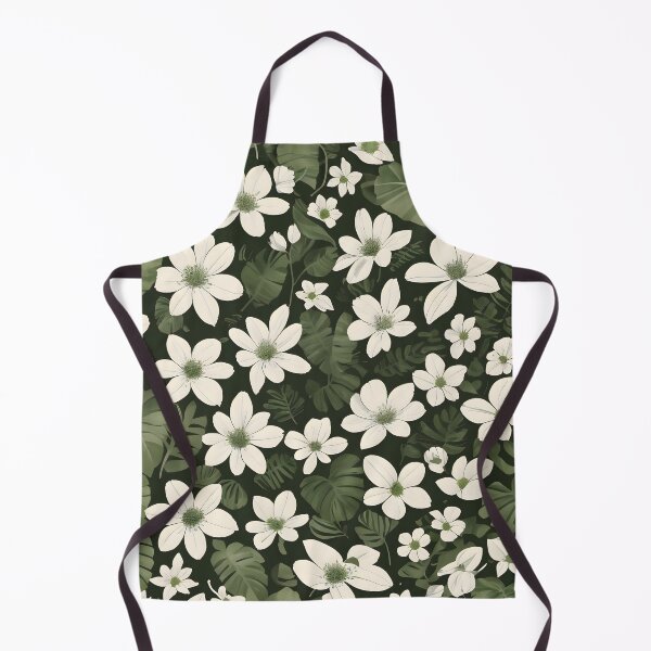 Item preview, Green and White Botanical Wallpaper: Leaves and Flowers Close-Up designed and sold by MrKATORSKI.