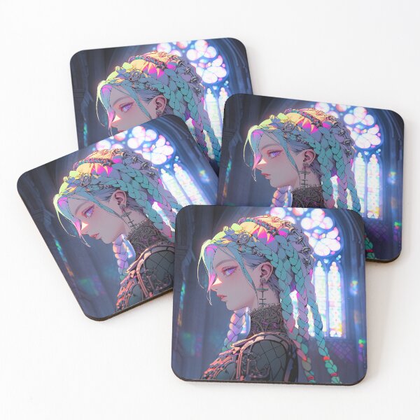 Item preview, Neon Futuristic Radiant Braids Anime Girl designed and sold by bubblegoth.