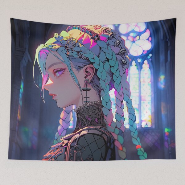 Item preview, Neon Futuristic Radiant Braids Anime Girl designed and sold by bubblegoth.