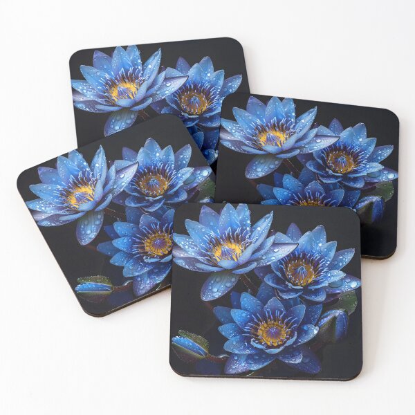 Item preview, Stunning blue waterlilies print designed and sold by dcrc.