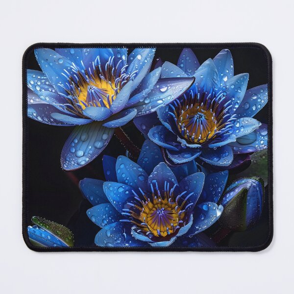 Item preview, Stunning blue waterlilies print designed and sold by dcrc.
