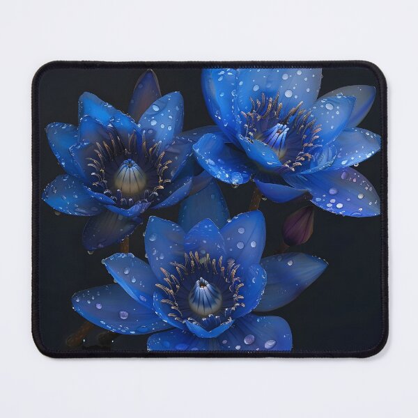 Item preview, Stunning blue waterlilies print designed and sold by dcrc.