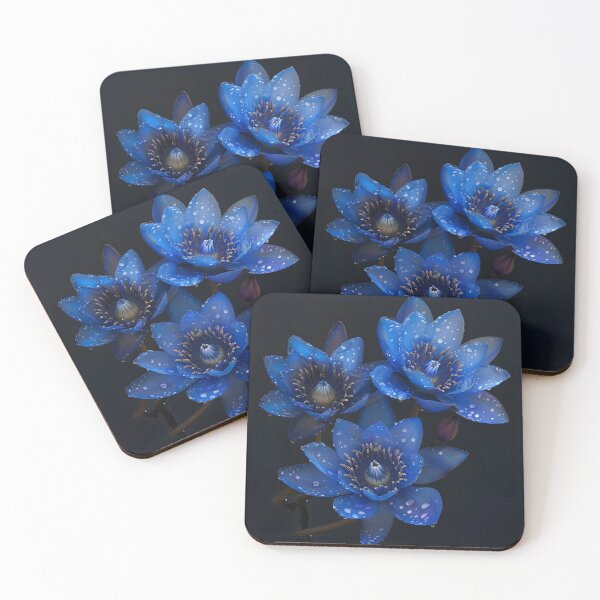 Item preview, Stunning blue waterlilies print designed and sold by dcrc.
