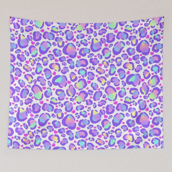 Item preview, Y2K Pastel Rainbow Leopard Print With Pink Hearts On A White Background designed and sold by KlaryssaNicole.