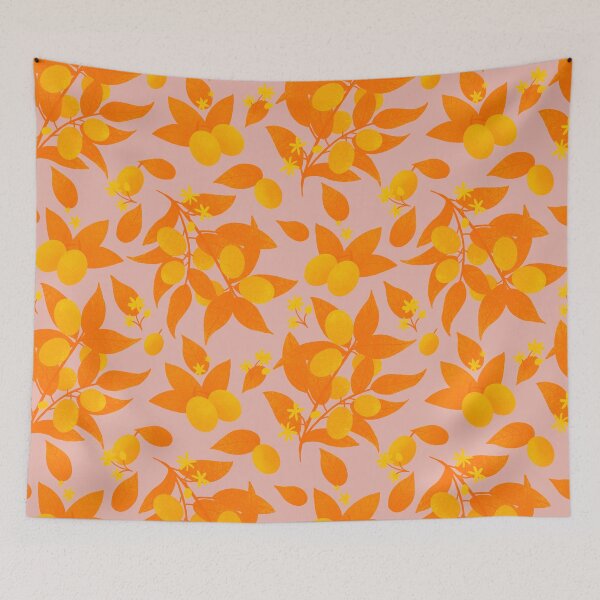 Item preview, Orange and pink kumquats and leaves designed and sold by Home Cyn Home.