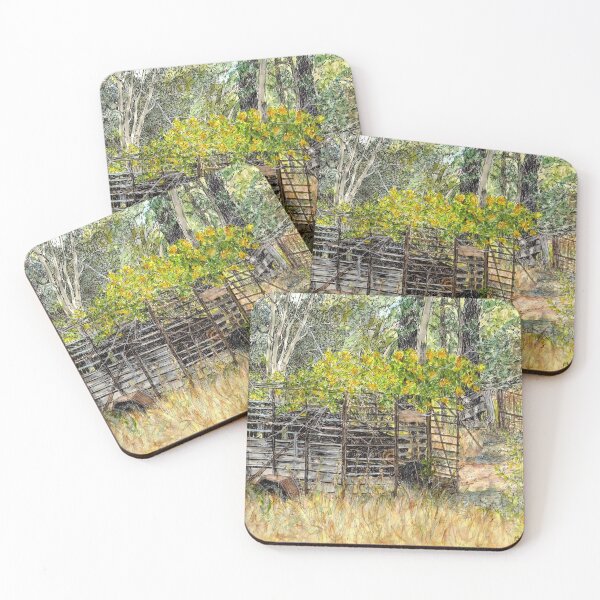Australian Scene - Old horse float. Coasters (Set of 4)