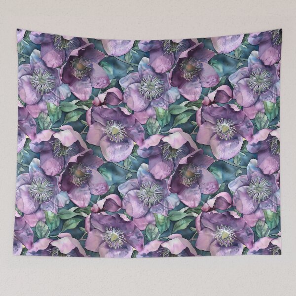 Item preview, Watercolor Purple Hellebore Pattern designed and sold by junkydotcom.