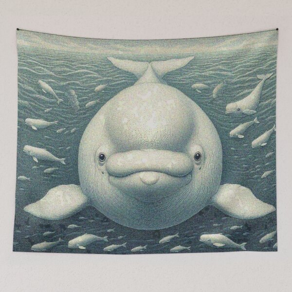 Item preview, Beluga Whales in the Vast Blue Ocean designed and sold by Illuministique.