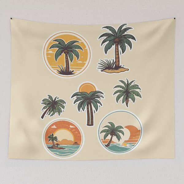 Item preview, Vintage tropical beach sticker set by CallisC Arts ⭐⭐⭐⭐⭐ designed and sold by CallisC-Arts.