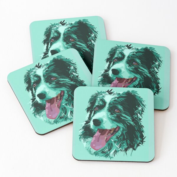 Item preview, Border Collie verde nero animali cani pop art designed and sold by Freakyart24.