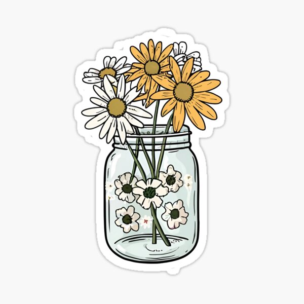 Item preview, Blooming Daisies Mason Jar Decal designed and sold by Verycutethings.