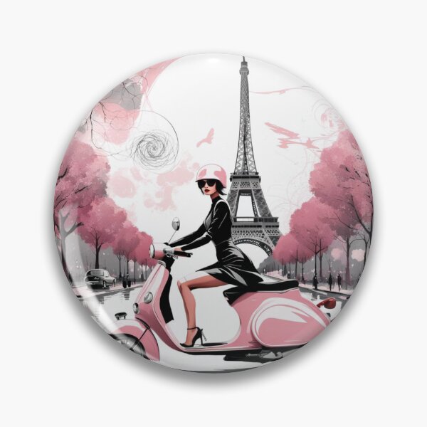 Item preview, Paris girl on pink scooter designed and sold by JackFreestone.