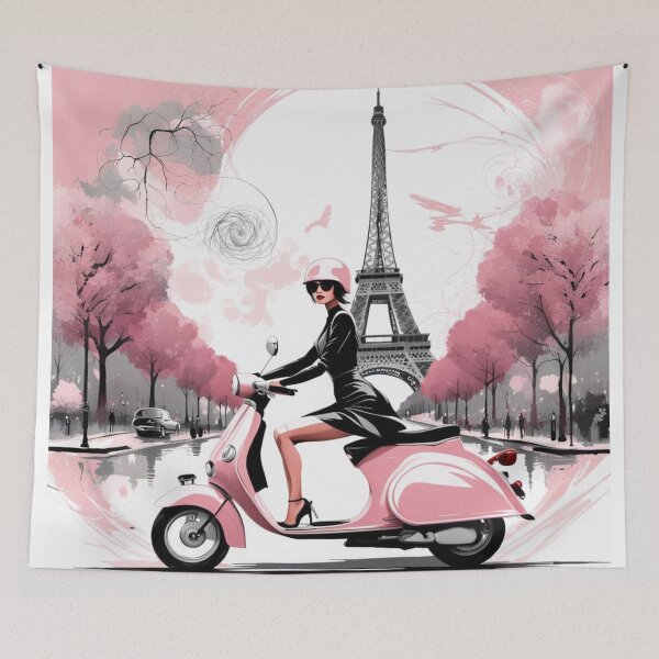 Item preview, Paris girl on pink scooter designed and sold by JackFreestone.