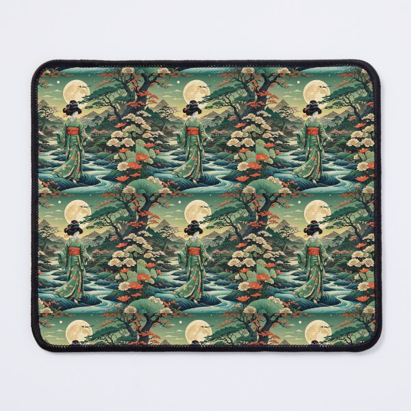 Item preview, Beautiful abstract geisha, kimono , in sunrise with flowers designed and sold by Coolparrotgirl.