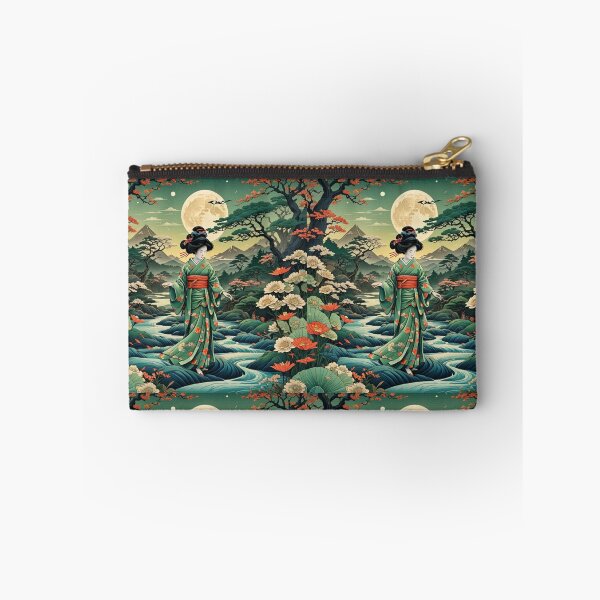 Item preview, Beautiful abstract geisha, kimono , in sunrise with flowers designed and sold by Coolparrotgirl.