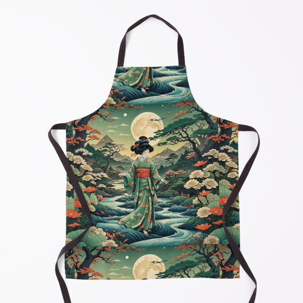 Item preview, Beautiful abstract geisha, kimono , in sunrise with flowers designed and sold by Coolparrotgirl.