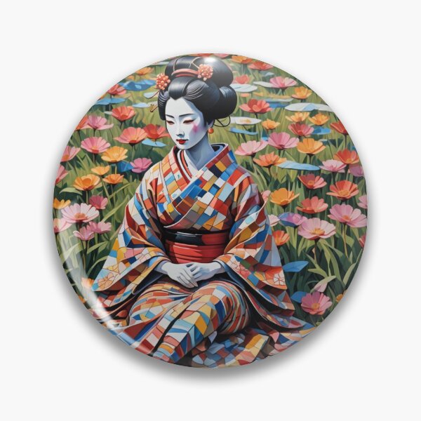 Item preview, Beautiful abstract geisha, kimono , in sunrise with flowers designed and sold by Coolparrotgirl.