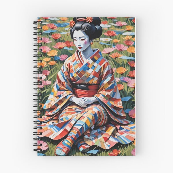 Item preview, Beautiful abstract geisha, kimono , in sunrise with flowers designed and sold by Coolparrotgirl.