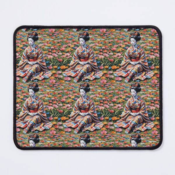 Item preview, Beautiful abstract geisha, kimono , in sunrise with flowers designed and sold by Coolparrotgirl.