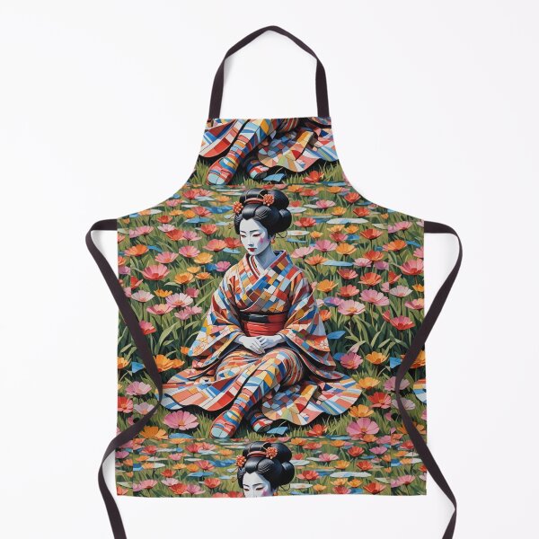 Item preview, Beautiful abstract geisha, kimono , in sunrise with flowers designed and sold by Coolparrotgirl.
