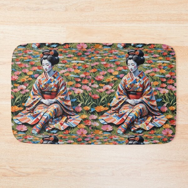 Item preview, Beautiful abstract geisha, kimono , in sunrise with flowers designed and sold by Coolparrotgirl.