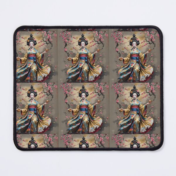 Item preview, Beautiful abstract geisha, kimono , in sunrise with flowers designed and sold by Coolparrotgirl.
