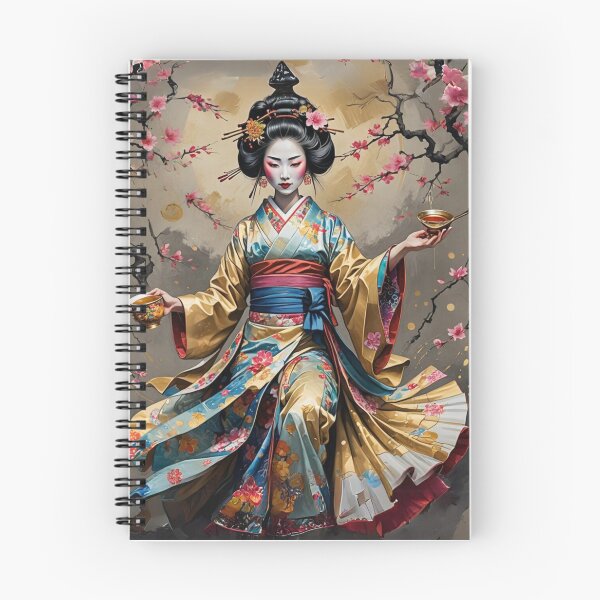 Item preview, Beautiful abstract geisha, kimono , in sunrise with flowers designed and sold by Coolparrotgirl.
