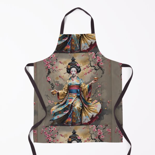 Item preview, Beautiful abstract geisha, kimono , in sunrise with flowers designed and sold by Coolparrotgirl.