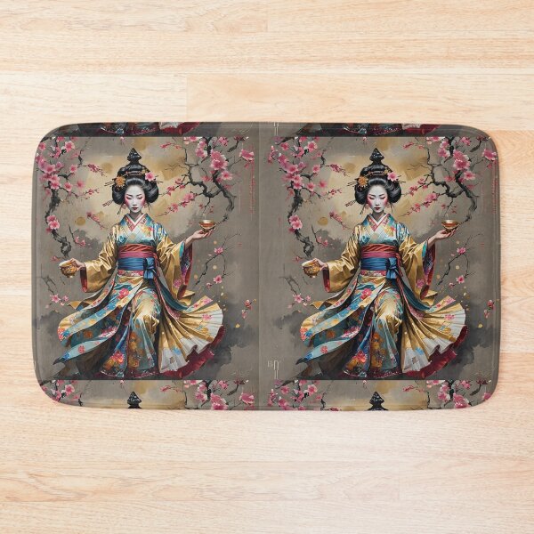 Item preview, Beautiful abstract geisha, kimono , in sunrise with flowers designed and sold by Coolparrotgirl.