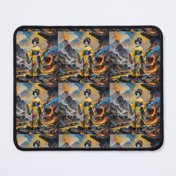 Item preview, Beautiful abstract geisha, kimono , near volcano with lava designed and sold by Coolparrotgirl.